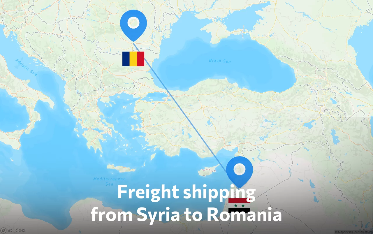 Shipping route from Syria to Romania
