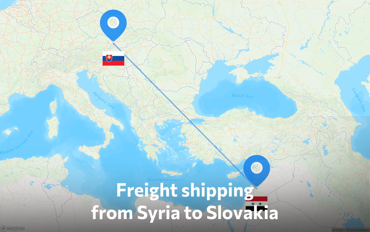 Shipping route from Syria to Slovakia
