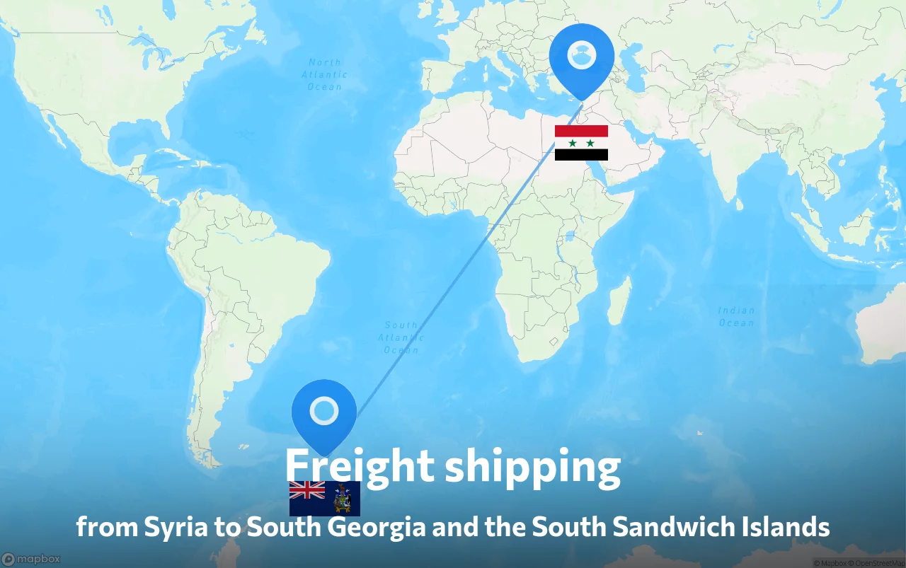 Shipping route from Syria to South Georgia and the South Sandwich Islands