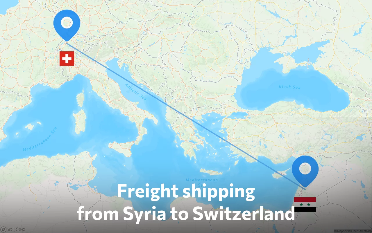 Shipping route from Syria to Switzerland