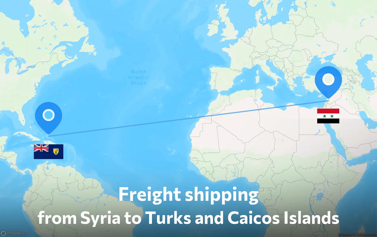 Shipping route from Syria to Turks and Caicos Islands