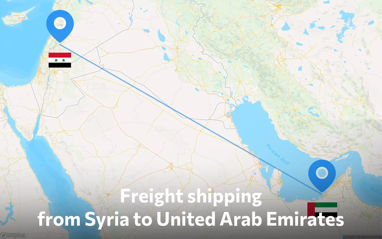Shipping route from Syria to United Arab Emirates