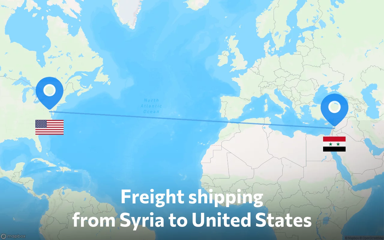Shipping route from Syria to United States