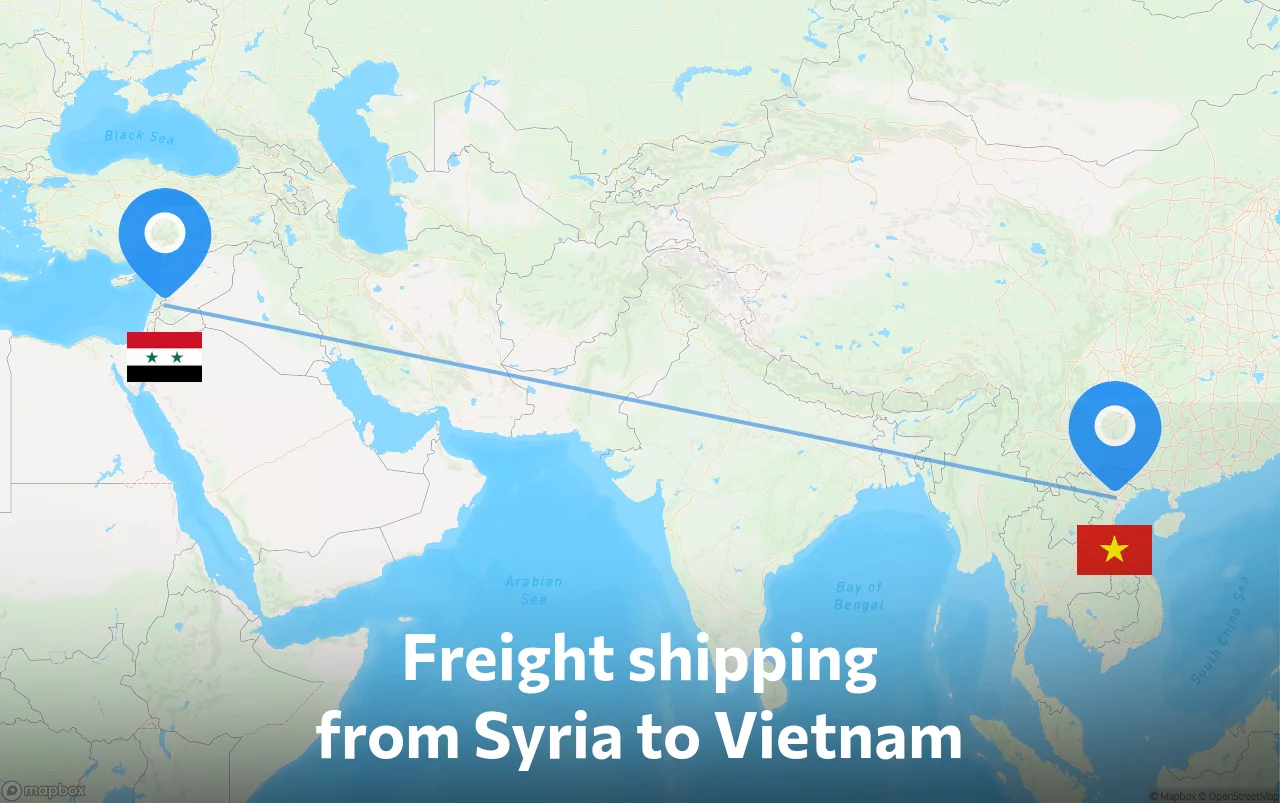 Shipping route from Syria to Vietnam