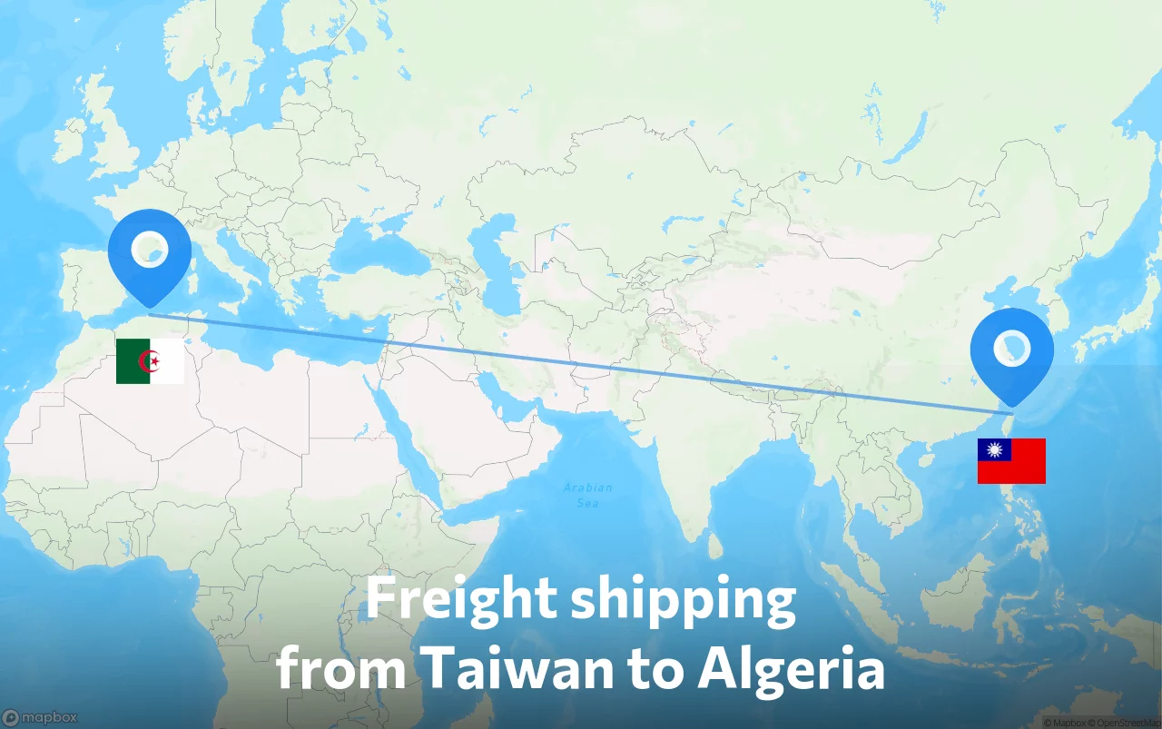 Shipping route from Taiwan to Algeria