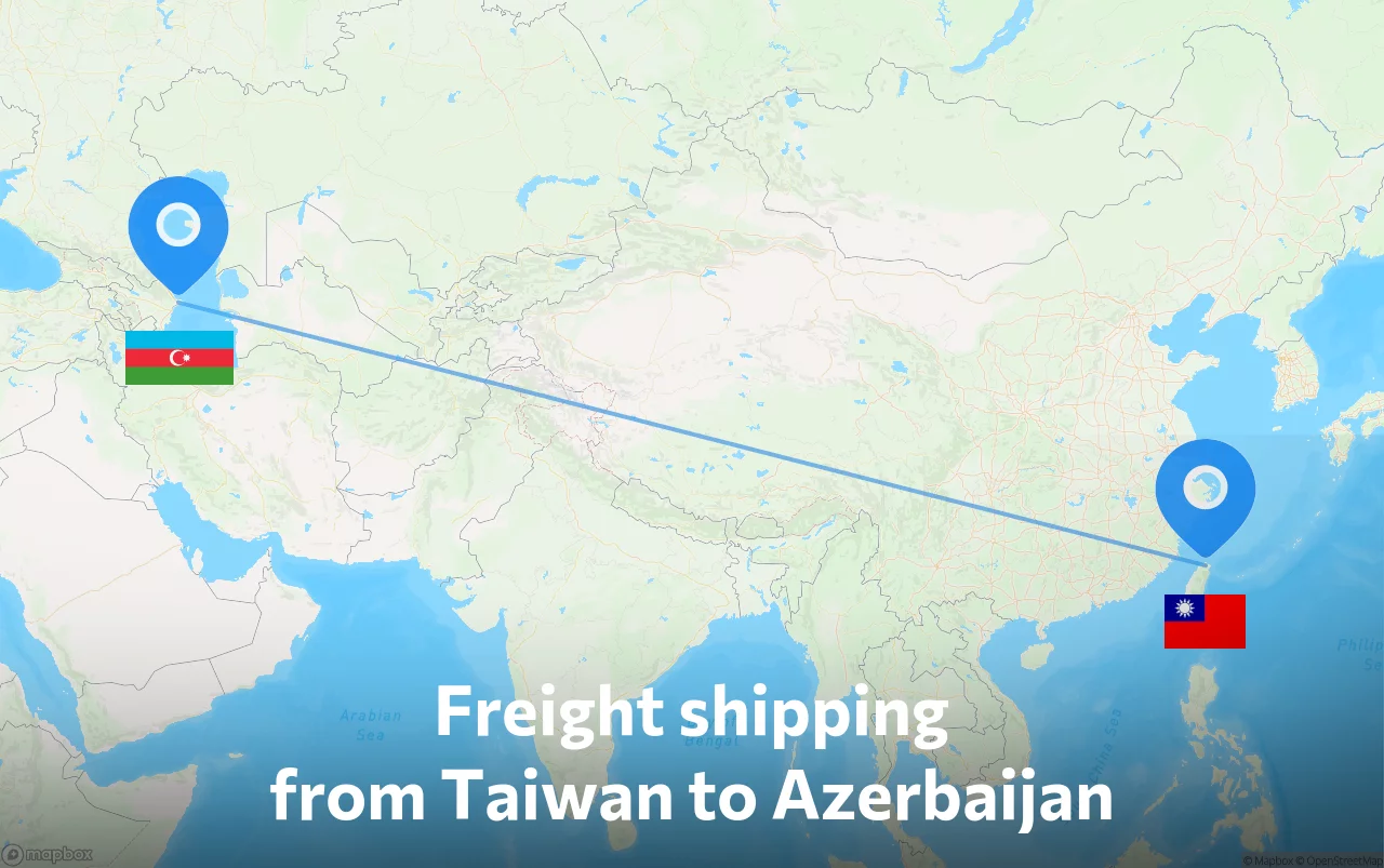 Shipping route from Taiwan to Azerbaijan