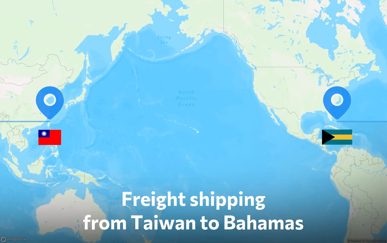 Shipping route from Taiwan to Bahamas
