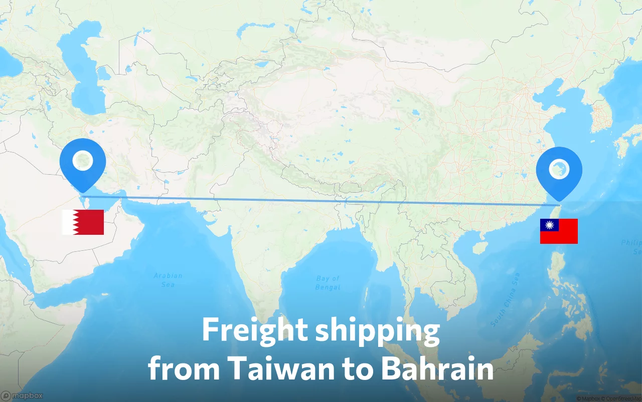 Shipping route from Taiwan to Bahrain