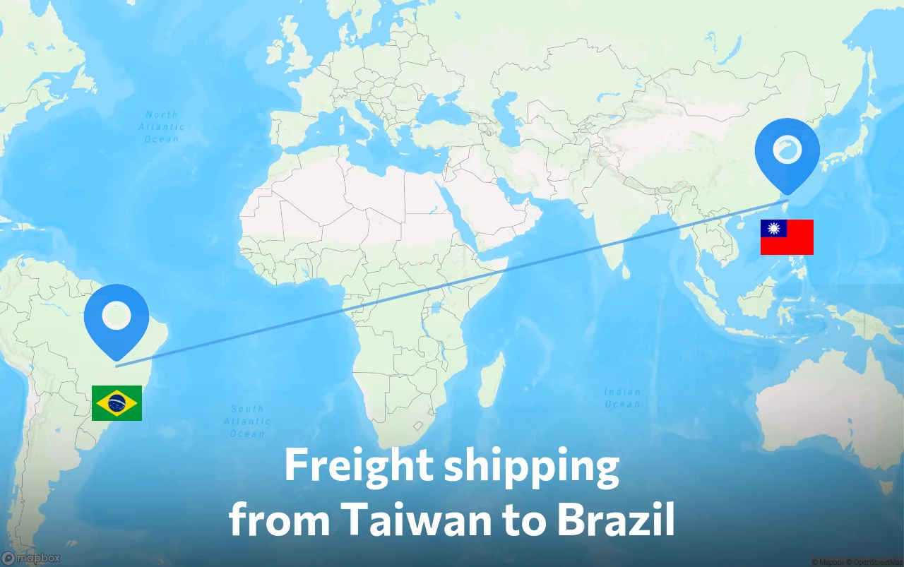 Shipping route from Taiwan to Brazil