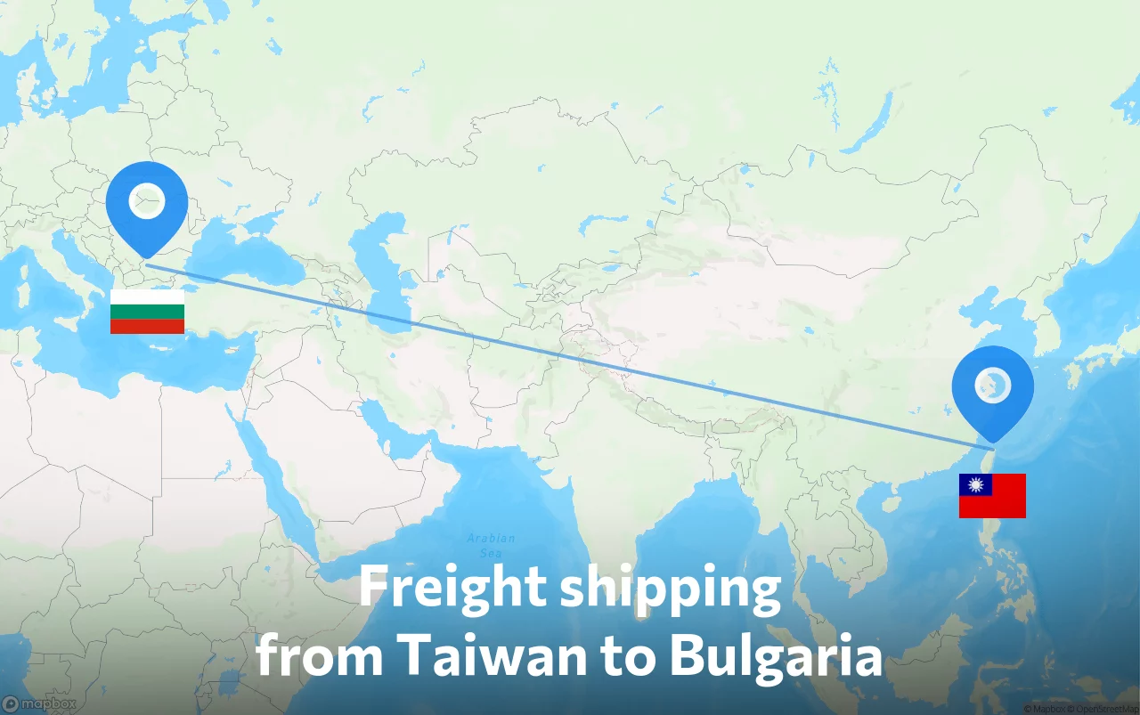 Shipping route from Taiwan to Bulgaria