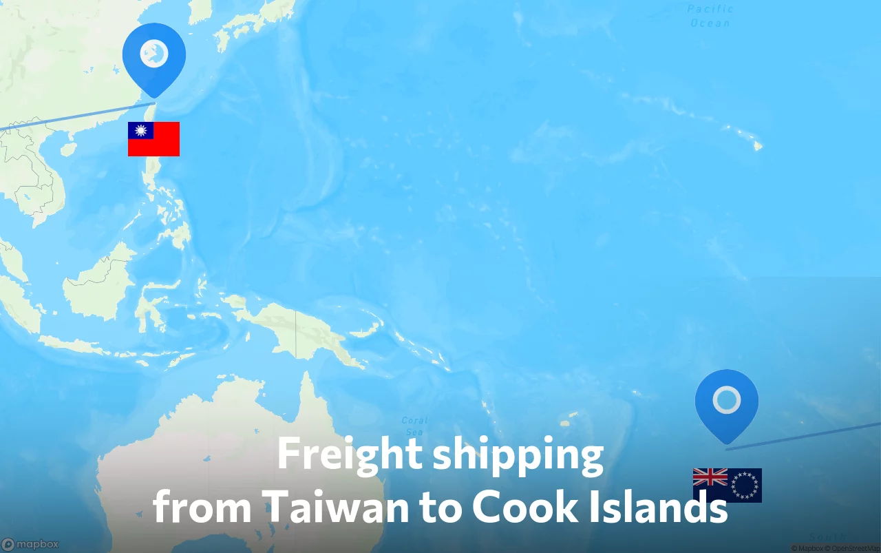 Shipping route from Taiwan to Cook Islands