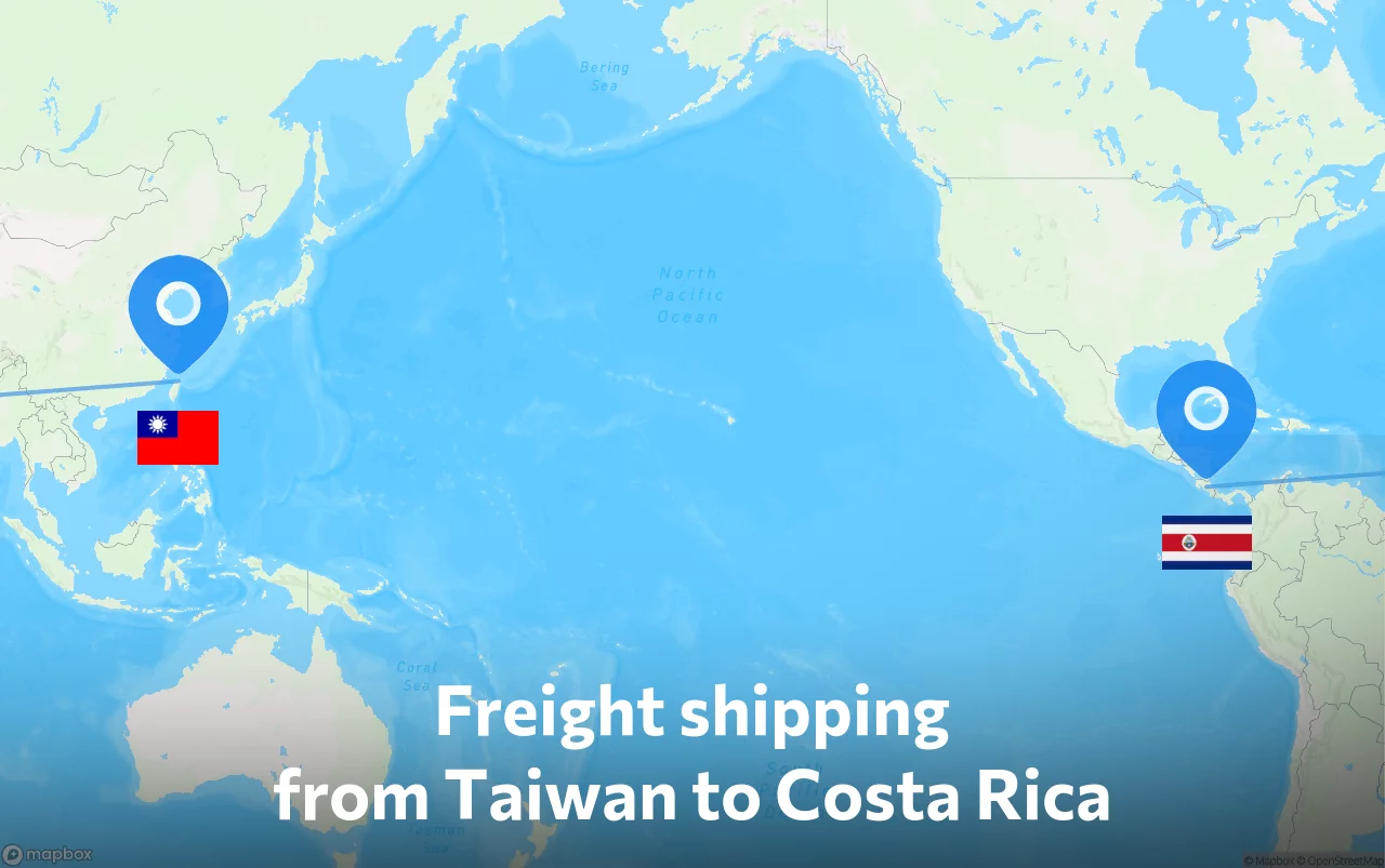 Shipping route from Taiwan to Costa Rica