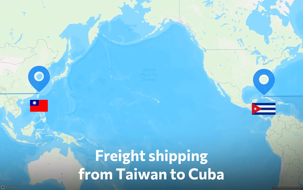 Shipping route from Taiwan to Cuba
