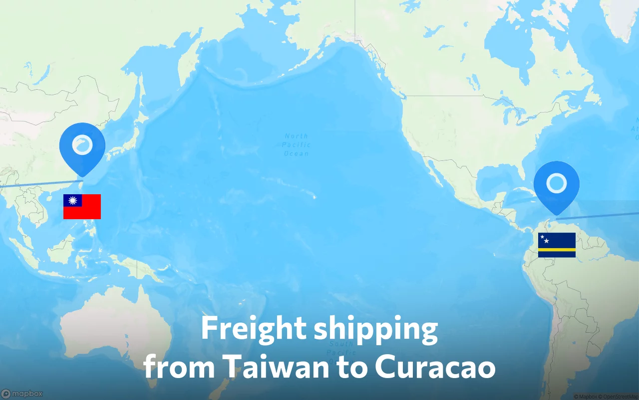 Shipping route from Taiwan to Curacao