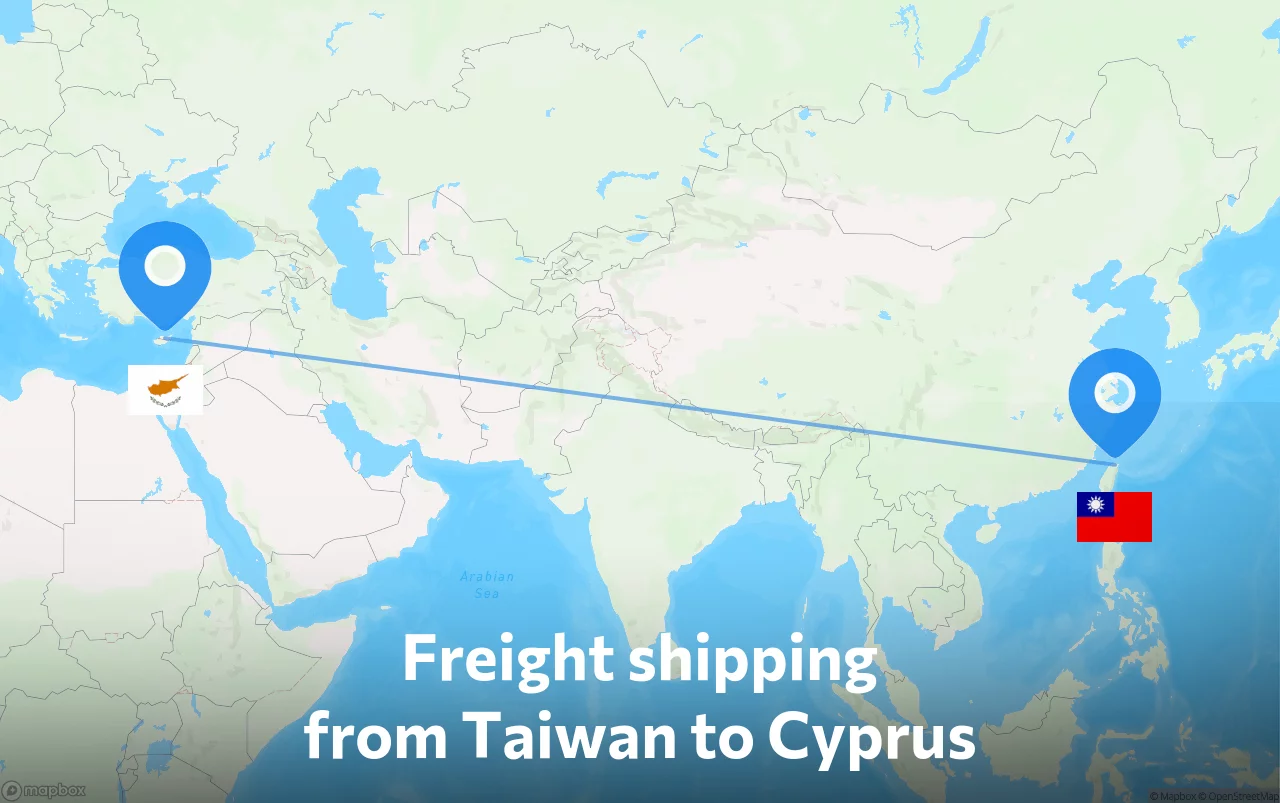 Shipping route from Taiwan to Cyprus
