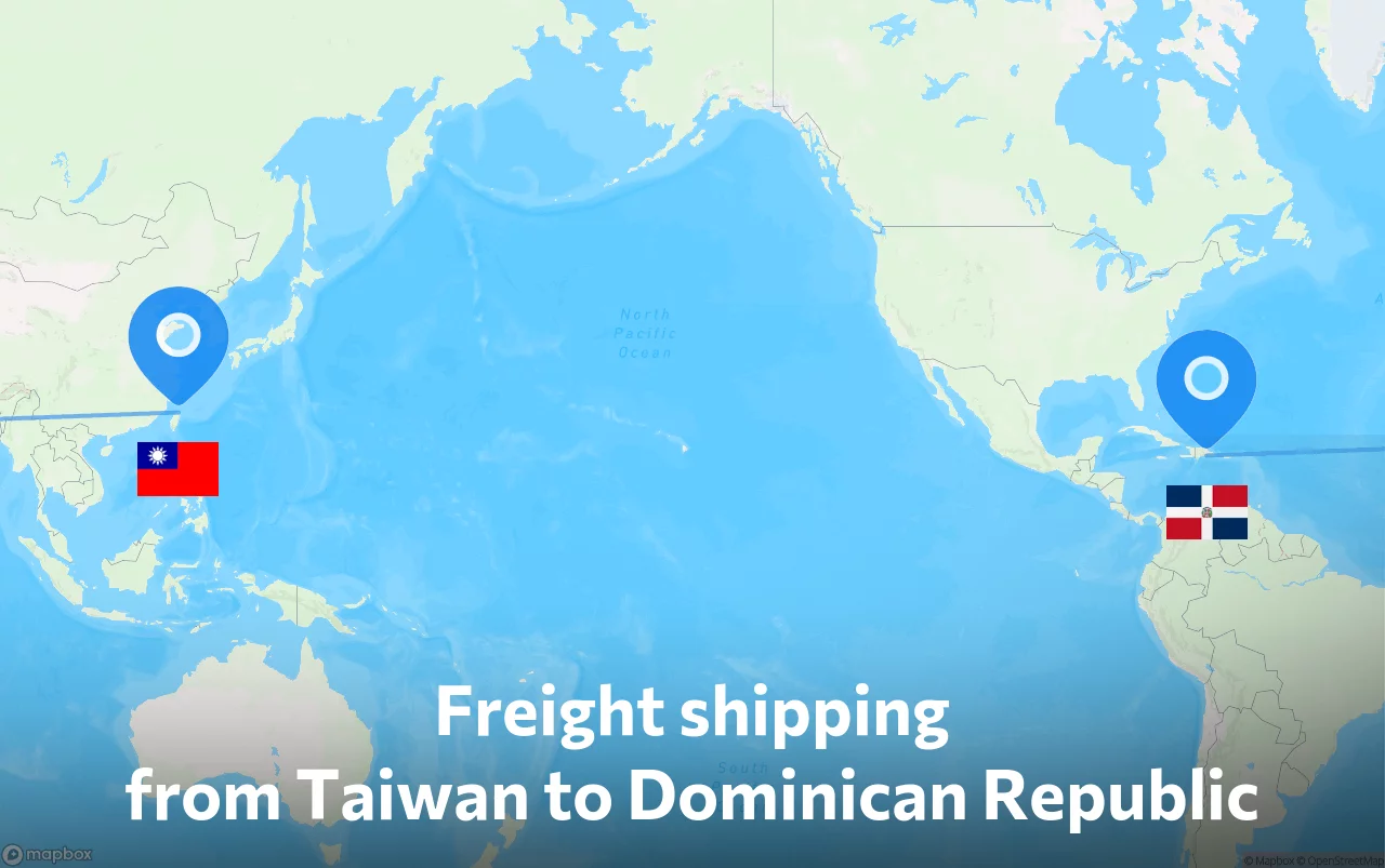 Shipping route from Taiwan to Dominican Republic
