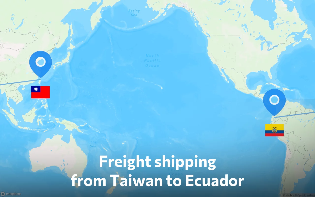 Shipping route from Taiwan to Ecuador