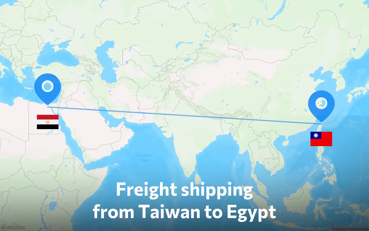 Shipping route from Taiwan to Egypt