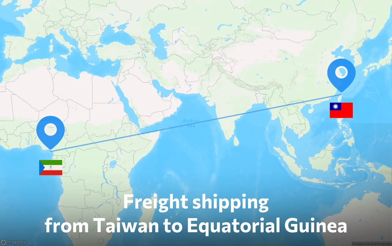 Shipping route from Taiwan to Equatorial Guinea
