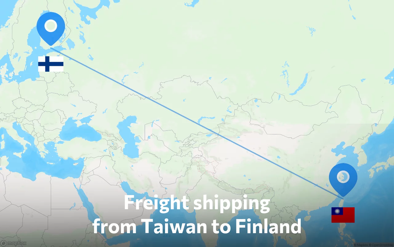 Shipping route from Taiwan to Finland