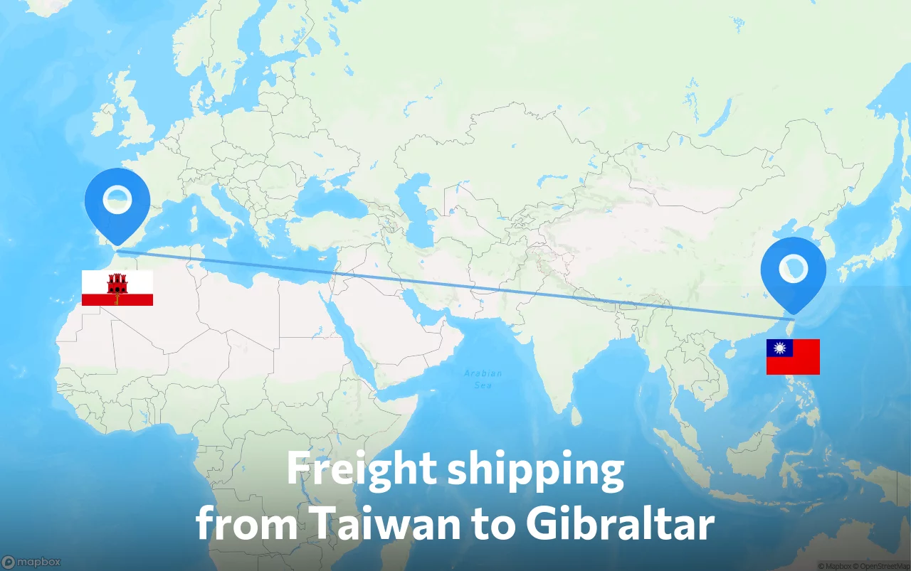 Shipping route from Taiwan to Gibraltar