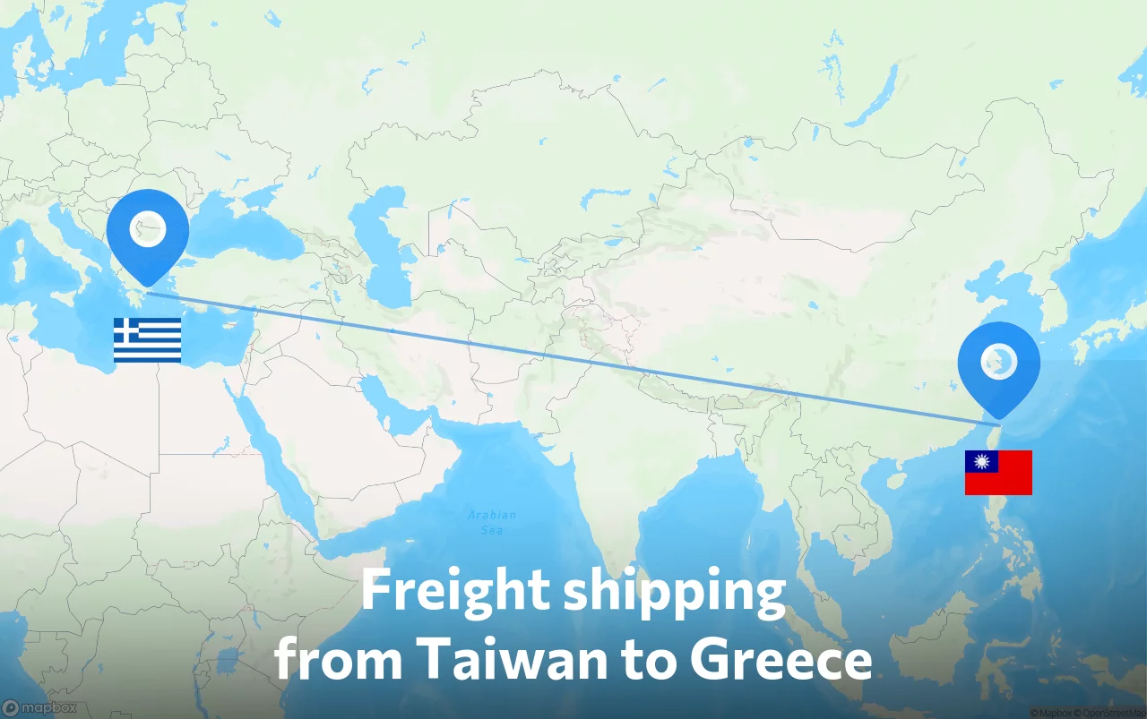 Shipping route from Taiwan to Greece