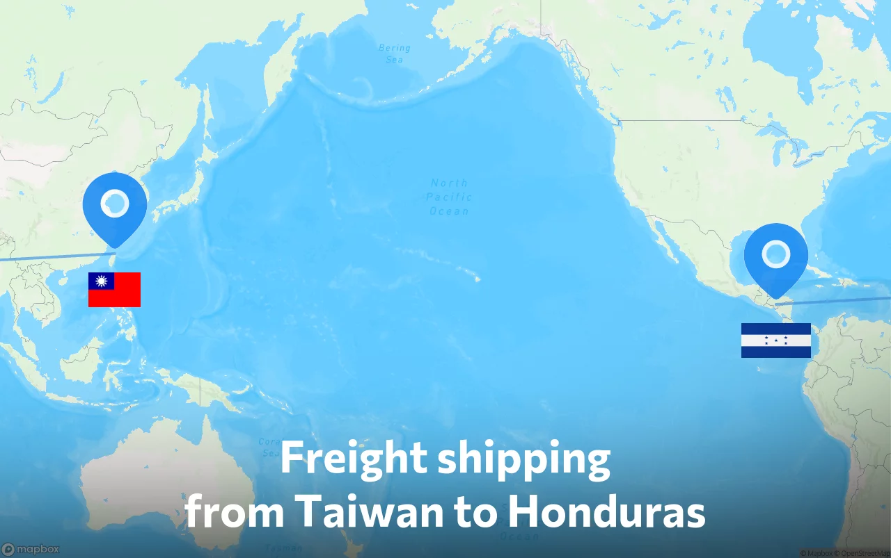 Shipping route from Taiwan to Honduras
