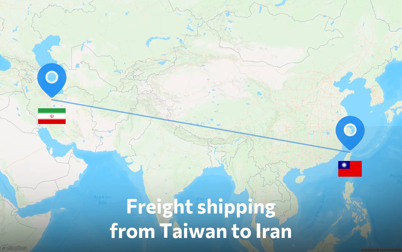 Shipping route from Taiwan to Iran