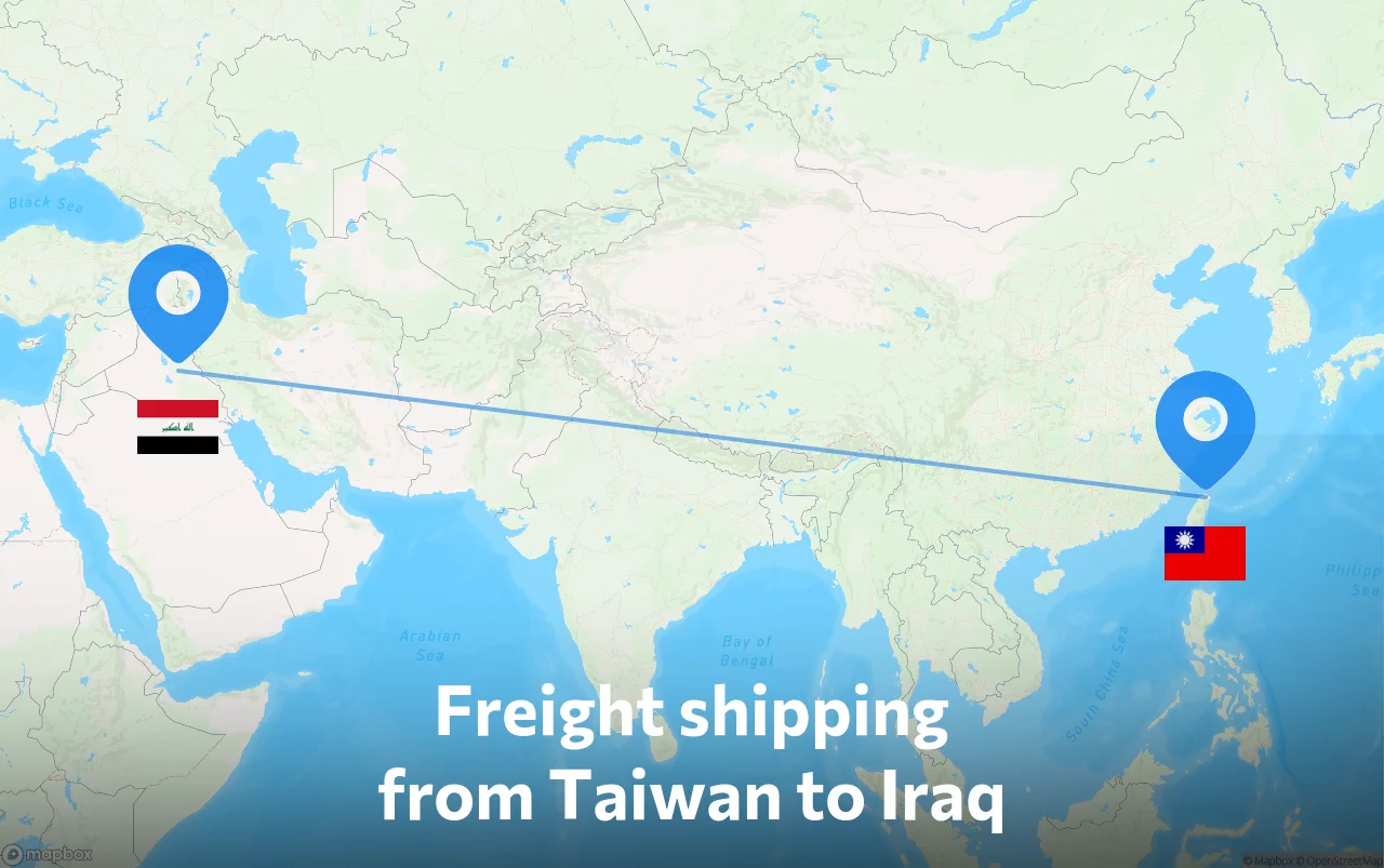 Shipping route from Taiwan to Iraq