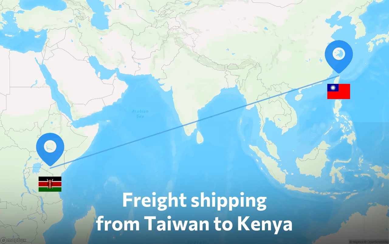 Shipping route from Taiwan to Kenya