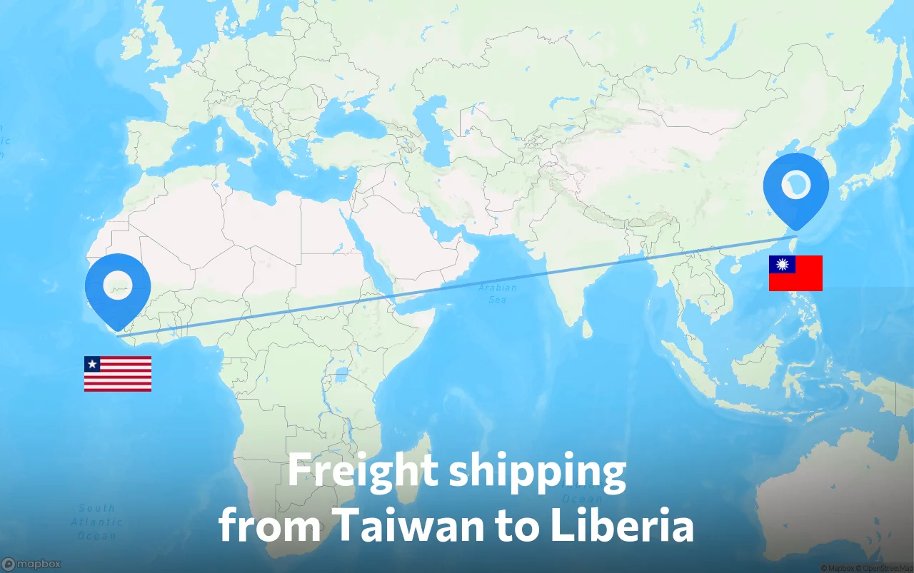 Shipping route from Taiwan to Liberia