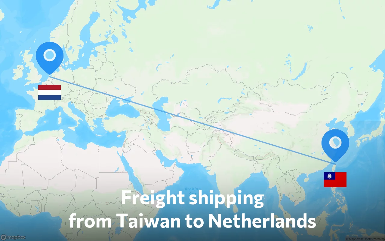 Shipping route from Taiwan to Netherlands