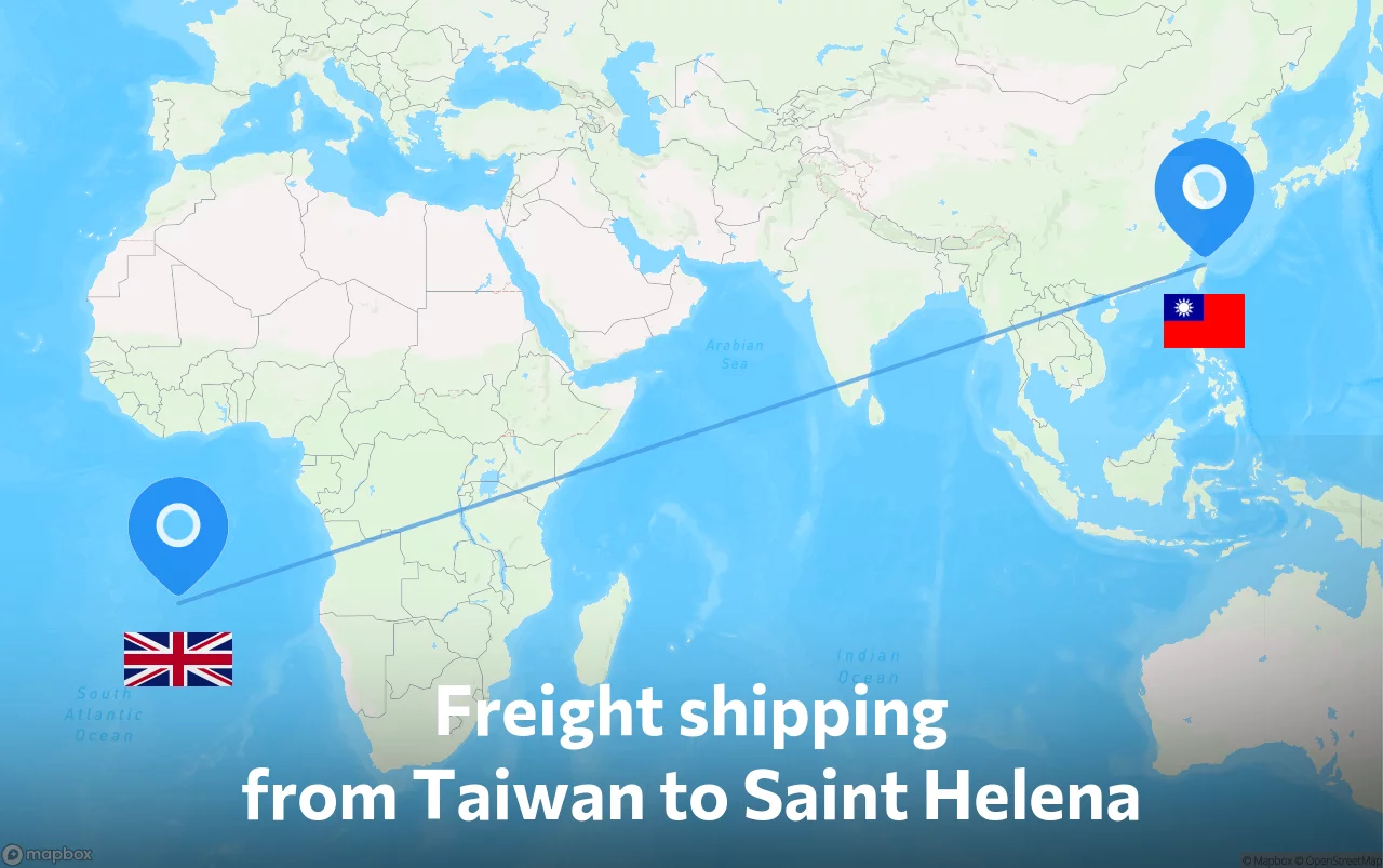 Shipping route from Taiwan to Saint Helena
