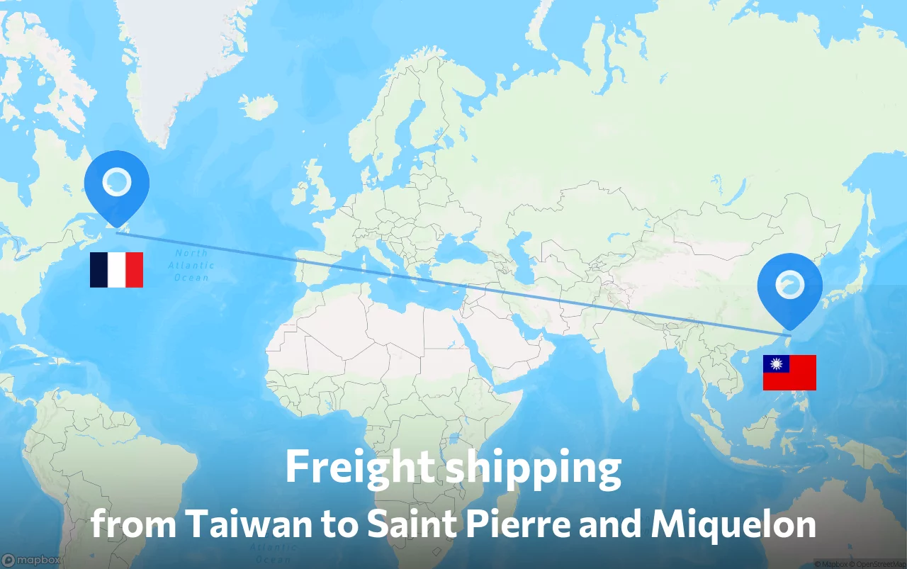 Shipping route from Taiwan to Saint Pierre and Miquelon
