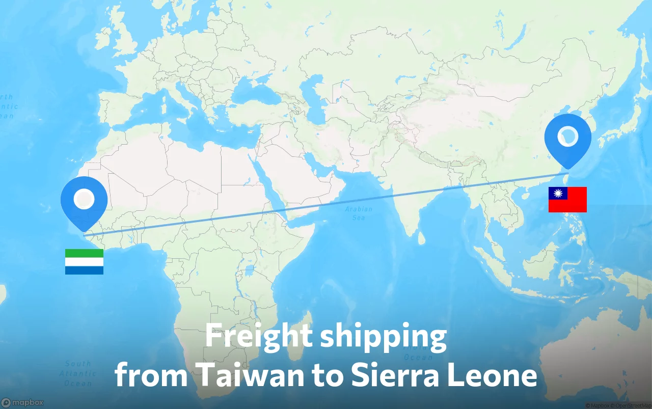 Shipping route from Taiwan to Sierra Leone