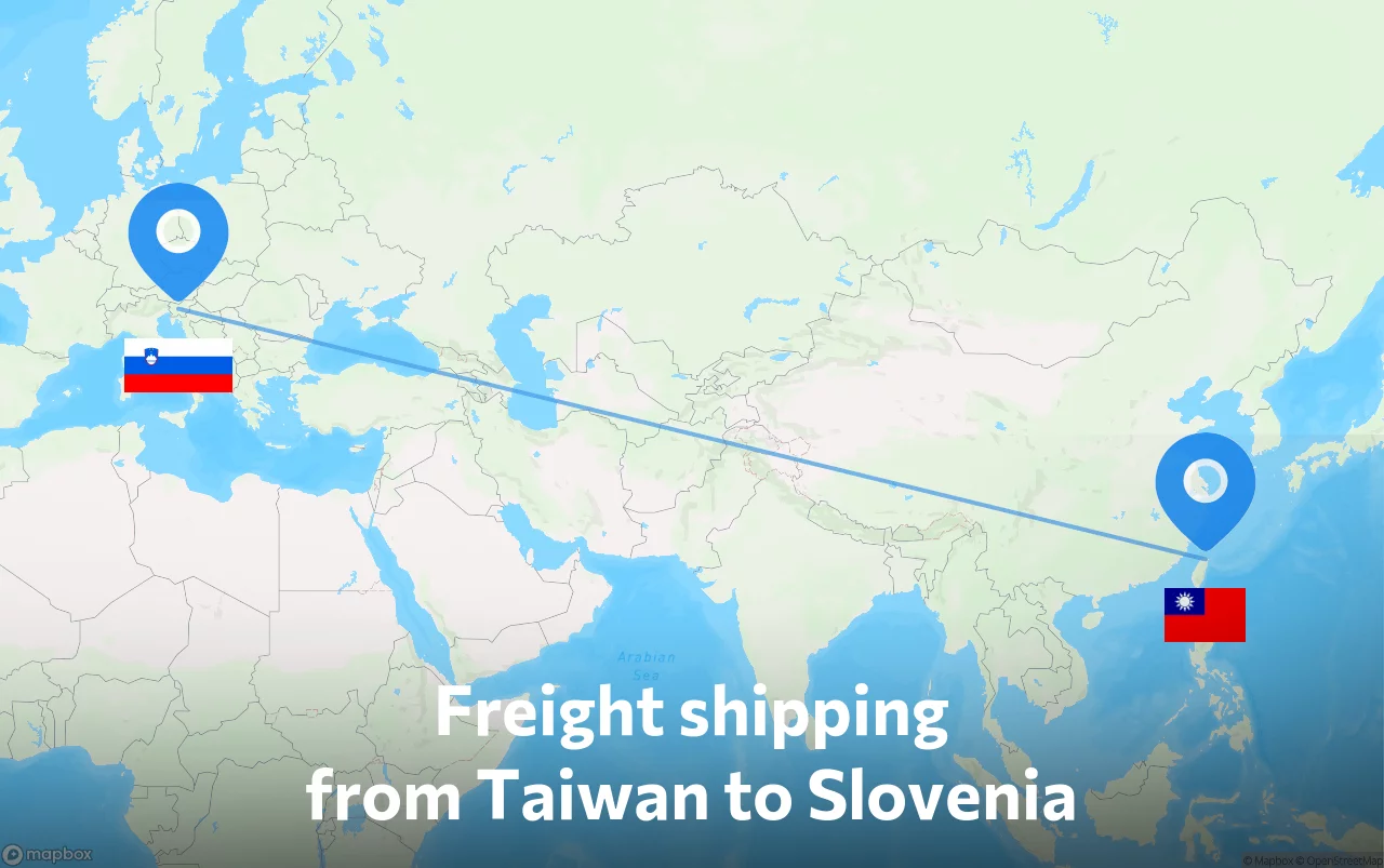 Shipping route from Taiwan to Slovenia