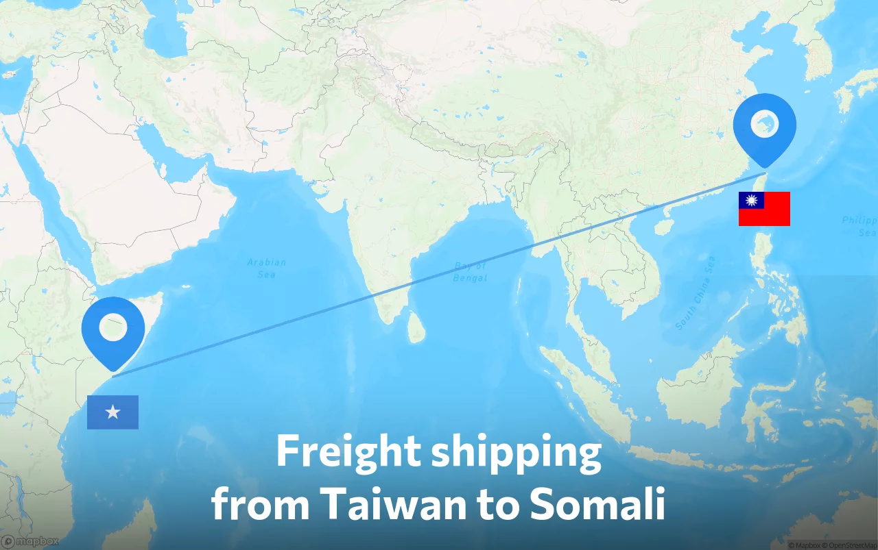 Shipping route from Taiwan to Somali
