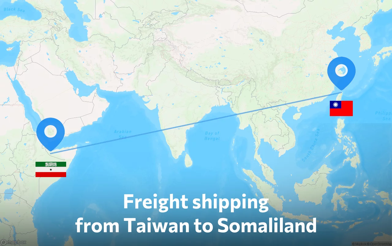 Shipping route from Taiwan to Somaliland