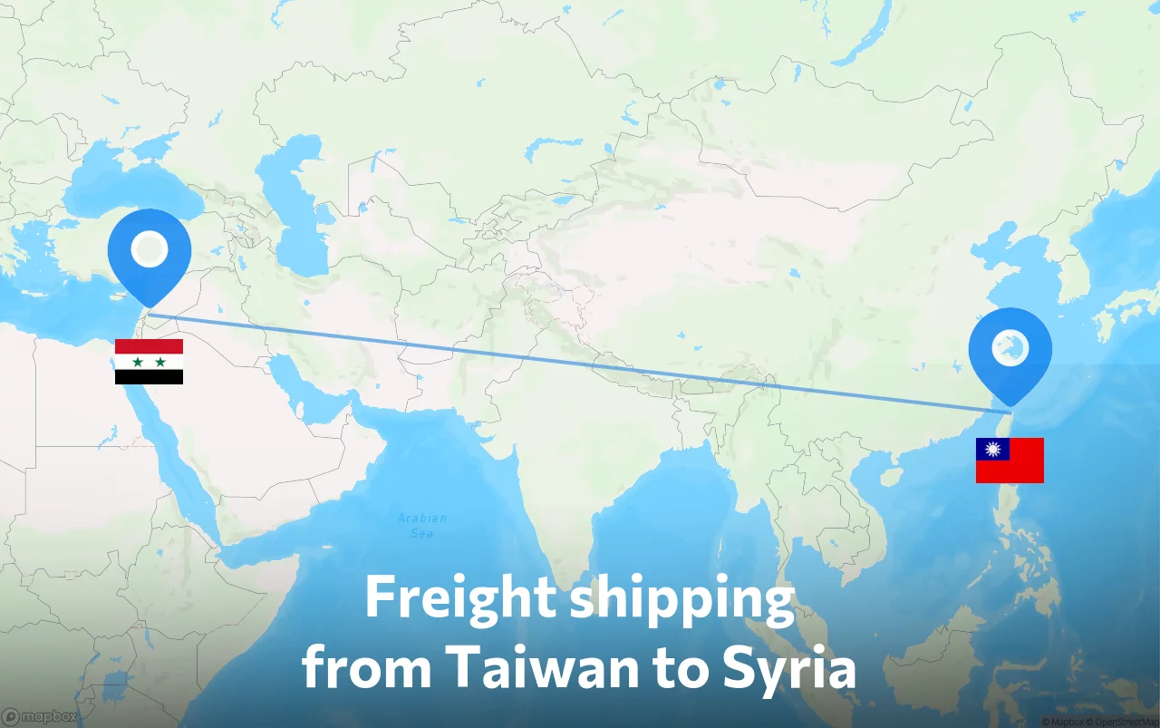 Shipping route from Taiwan to Syria