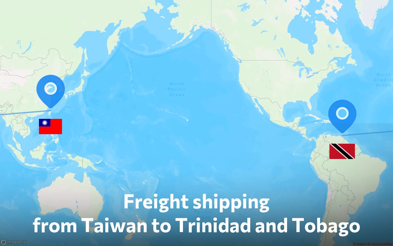 Shipping route from Taiwan to Trinidad and Tobago