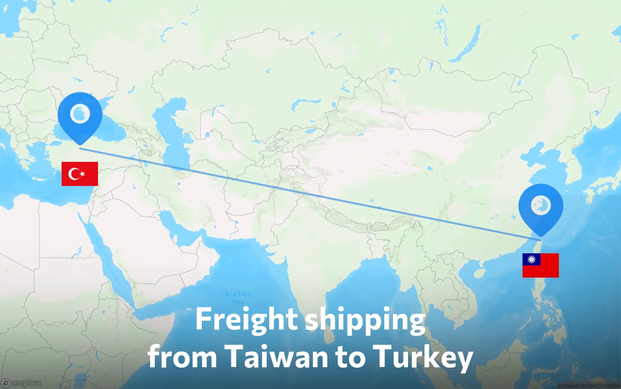 Shipping route from Taiwan to Turkey