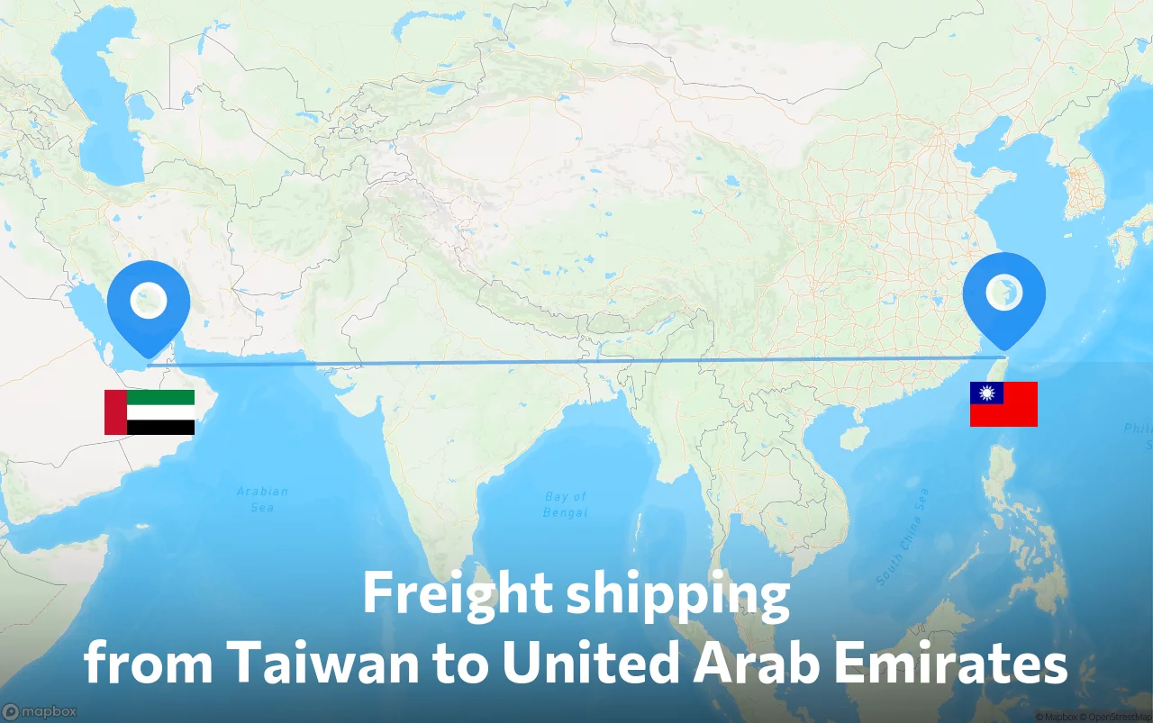Shipping route from Taiwan to United Arab Emirates