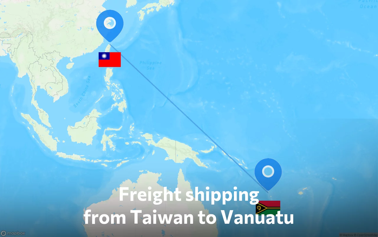 Shipping route from Taiwan to Vanuatu