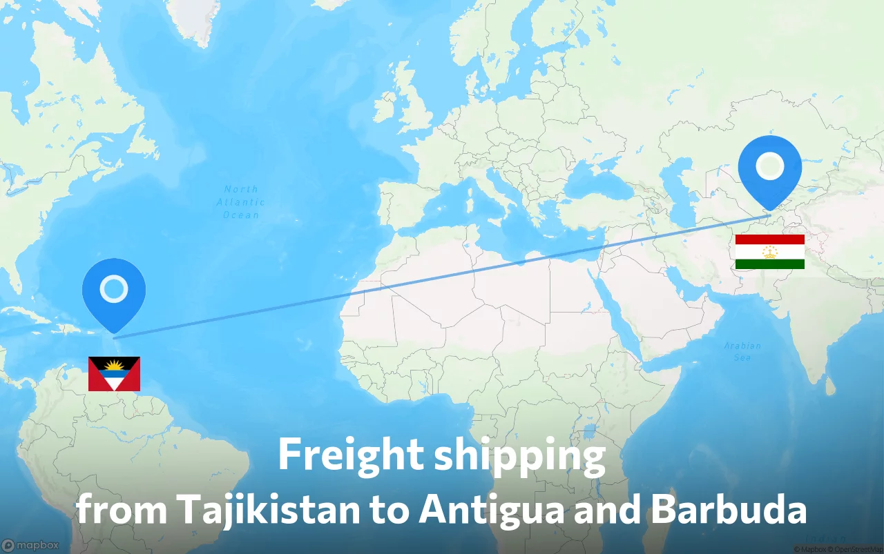 Shipping route from Tajikistan to Antigua and Barbuda