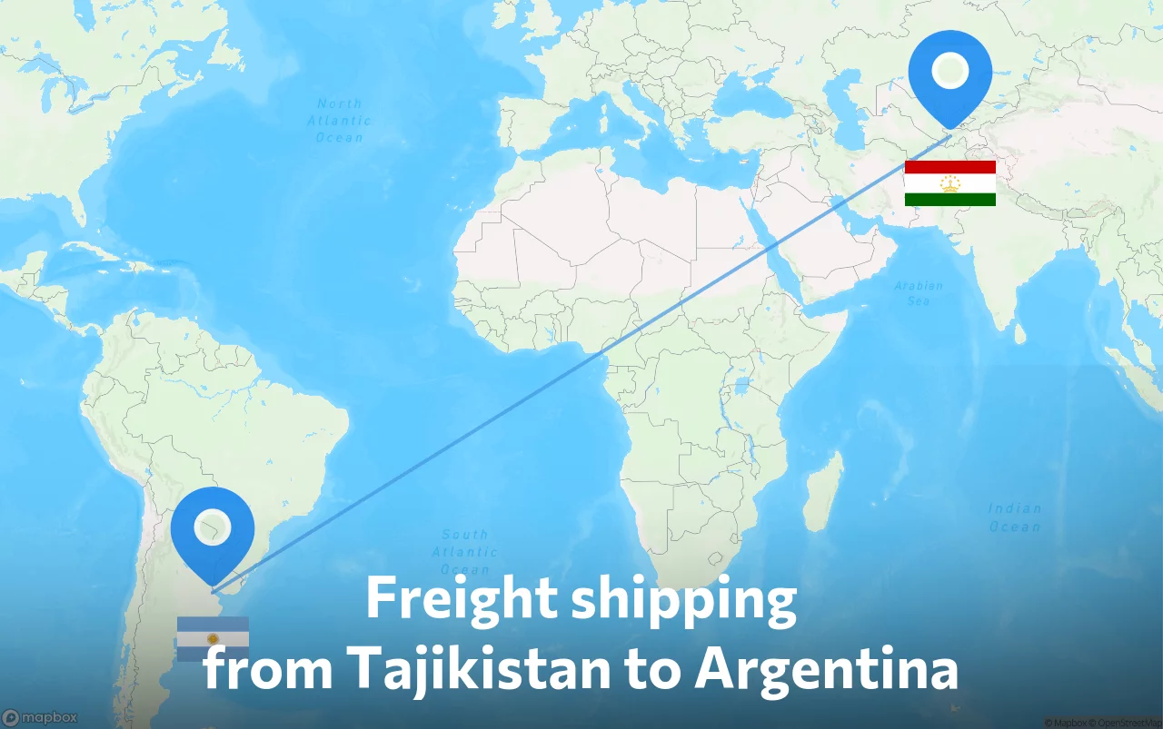 Shipping route from Tajikistan to Argentina