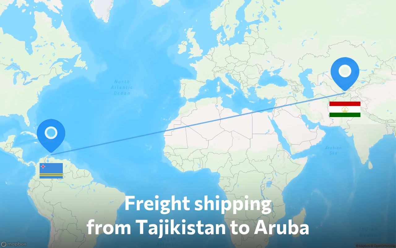 Shipping route from Tajikistan to Aruba