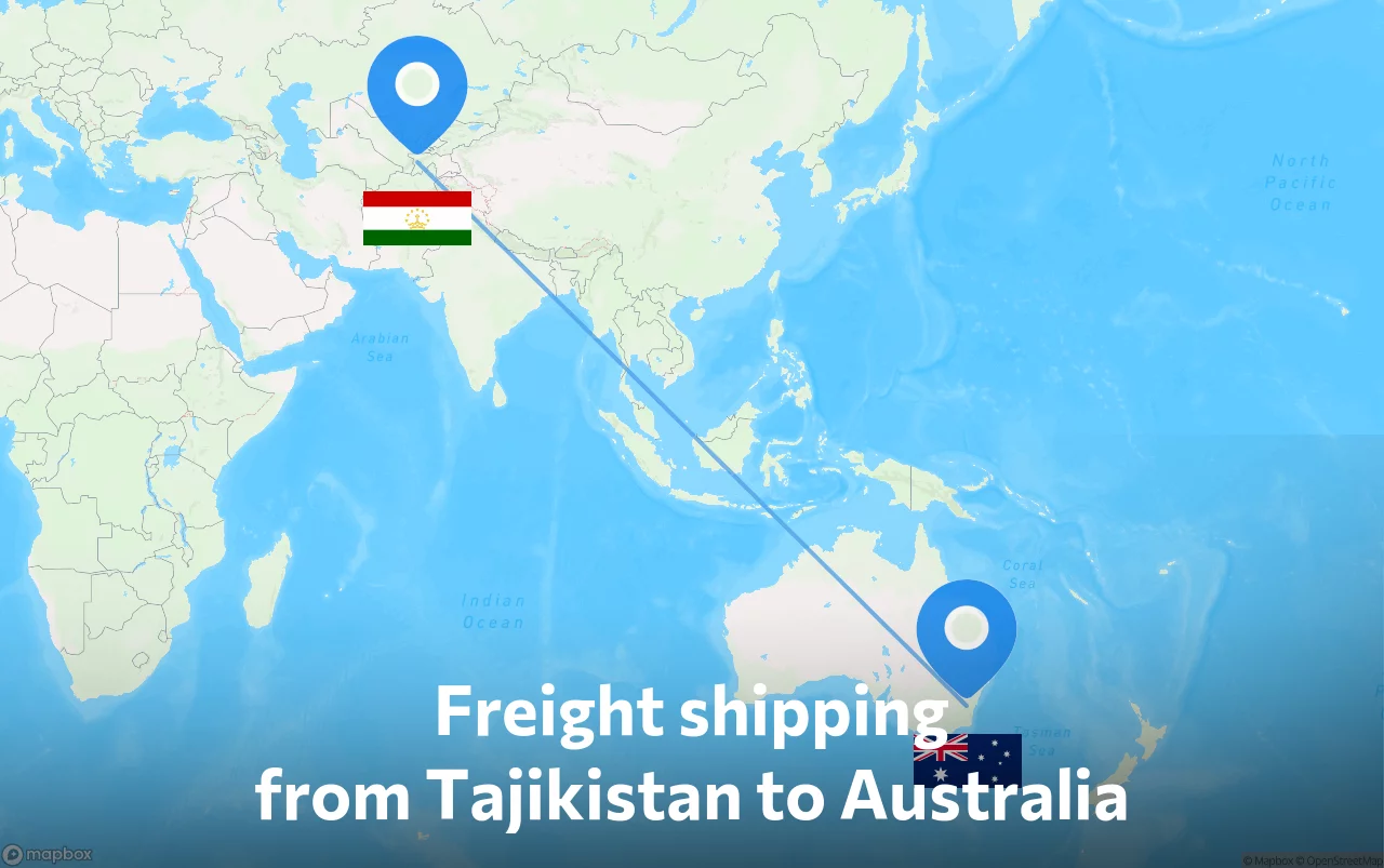Shipping route from Tajikistan to Australia