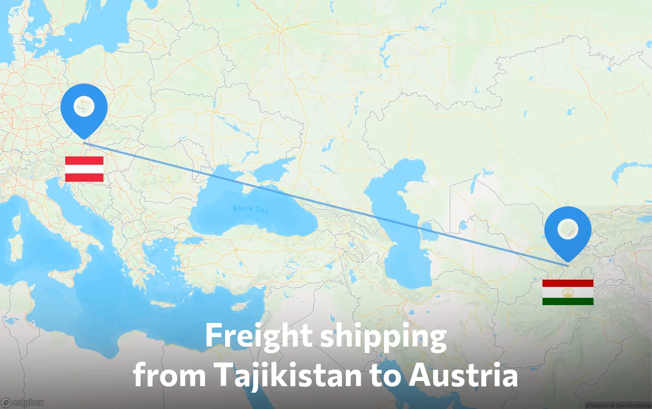 Shipping route from Tajikistan to Austria