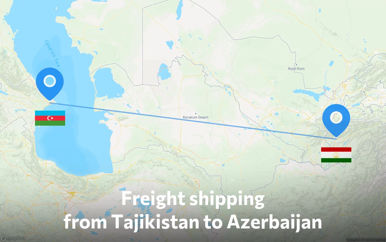 Shipping route from Tajikistan to Azerbaijan