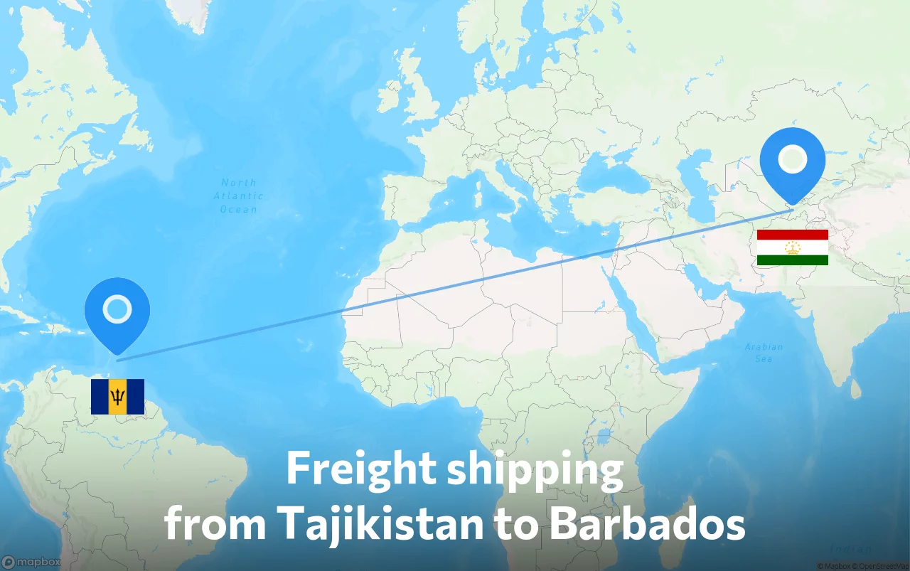 Shipping route from Tajikistan to Barbados